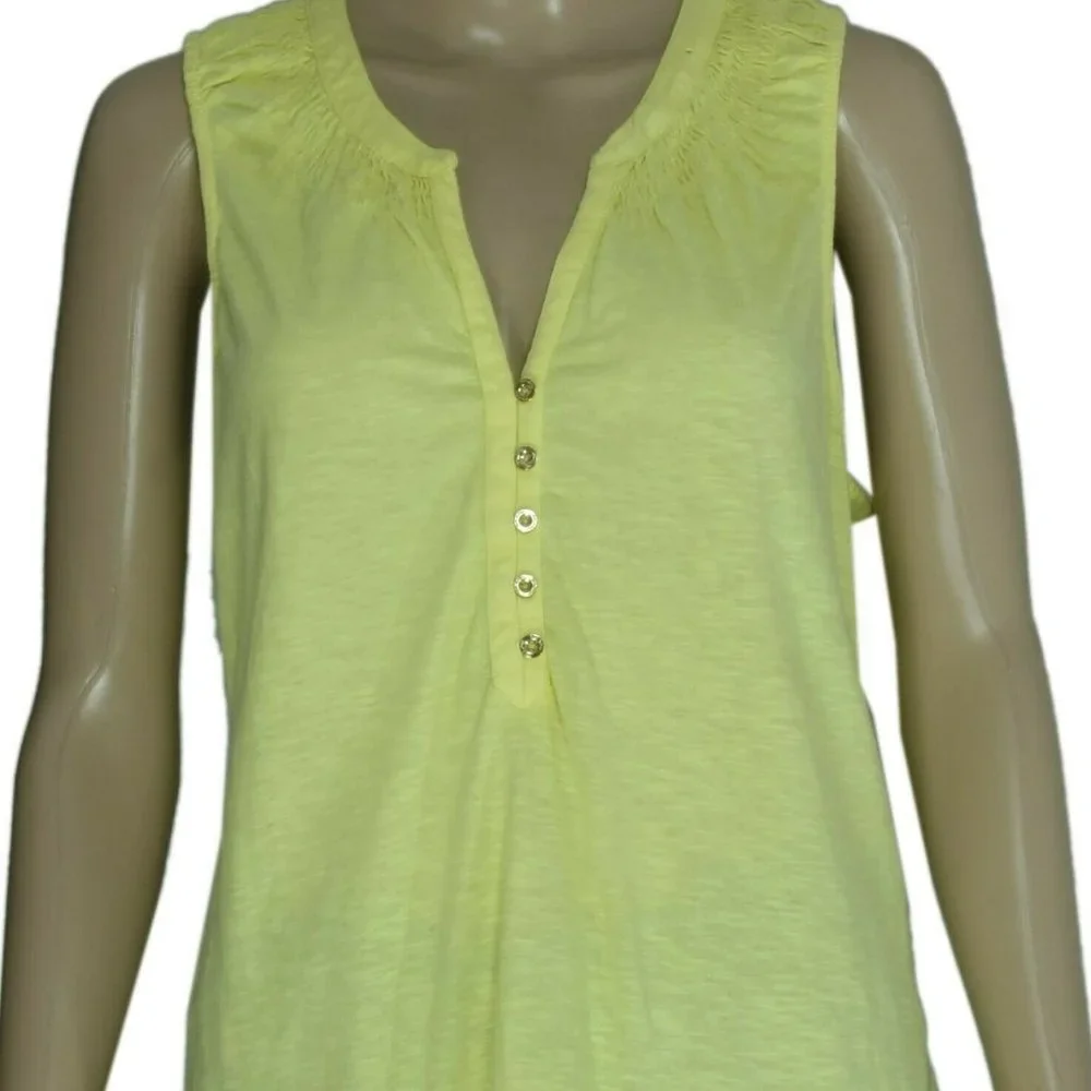 Lilly Pulitzer Essie Top Blouse Yellow Smocked XXS